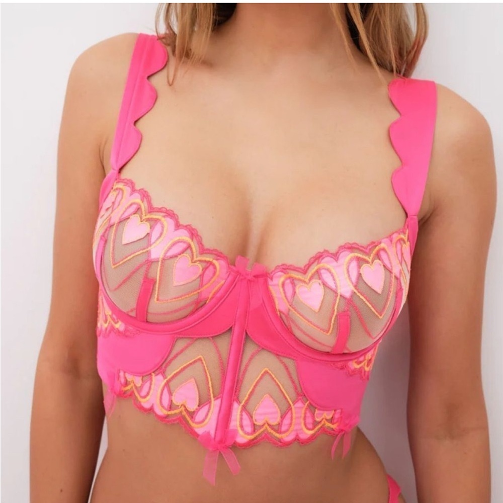 New! For Love and Lemons Graphic Hearts Bustier Top small